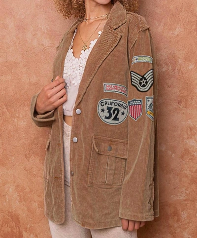 Pol Patched Corduroy Blazer In Light Brown
