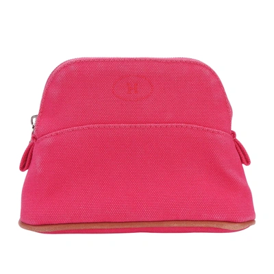 Hermes Bolide Canvas Clutch Bag () In Pink
