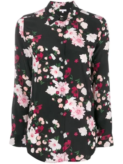 Equipment Essential Floral-print Washed-silk Shirt In Black