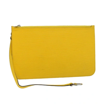 Pre-owned Louis Vuitton Pochette Neverfull Leather Clutch Bag () In Yellow