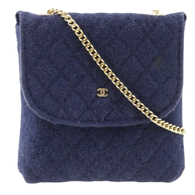 Pre-owned Chanel Cotton Clutch Bag () In Blue