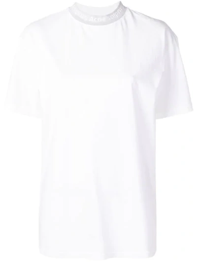 Acne Studios Gojina Oversized Intarsia-trimmed Cotton-jersey T-shirt In White