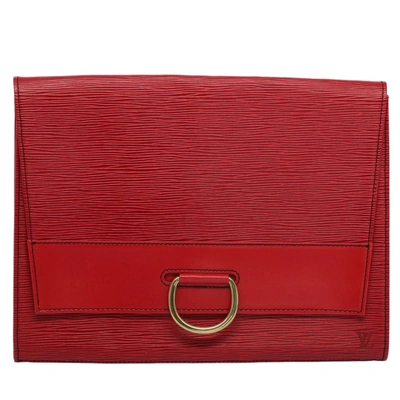 Pre-owned Louis Vuitton Jena Leather Clutch Bag () In Red