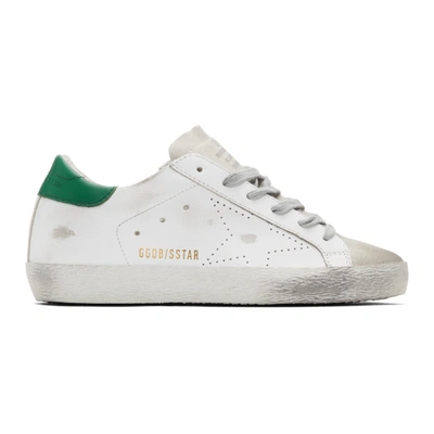 Golden Goose Superstar Distressed Leather And Suede Sneakers In Green