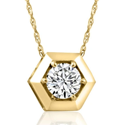 Pompeii3 14k Yellow Gold 1/2ct Lab Grown Diamond Solitaire Geometric Pendant Necklace In Multi