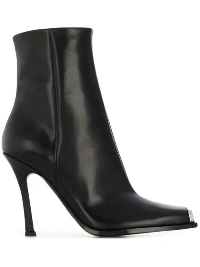 Calvin Klein 205w39nyc Wilamiona Metal-trimmed Leather Ankle Boots In Black