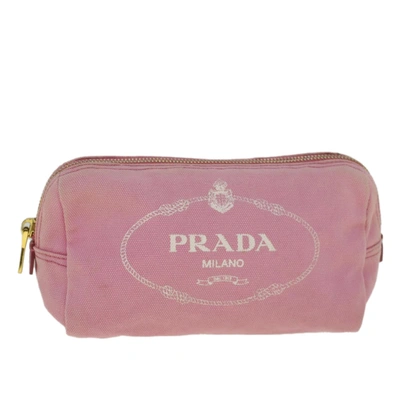 Prada Canvas Clutch Bag () In Pink