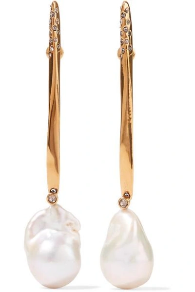 Alexander Mcqueen Gold-tone Pearl Earrings In White