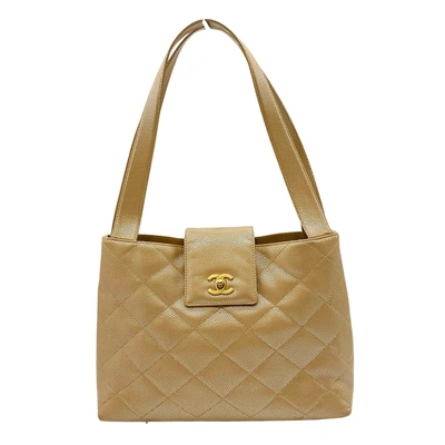 Pre-owned Chanel Matelassé Leather Shoulder Bag () In Beige