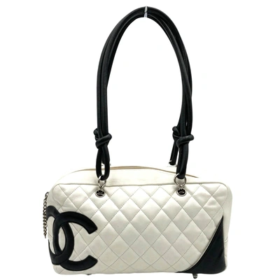 Pre-owned Chanel Cambon Leather Shopper Bag () In White