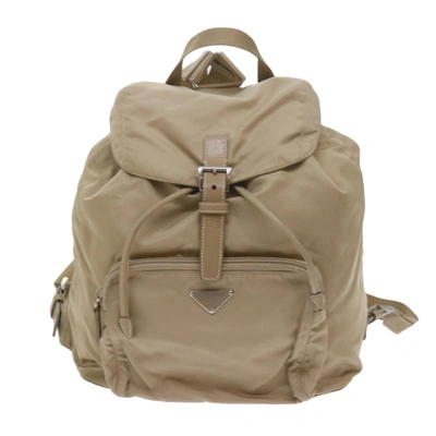 Prada Tessuto Synthetic Backpack Bag () In Beige