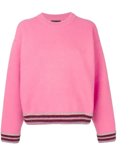 Alanui Glitter Hem And Cuffs Sweater In Pink