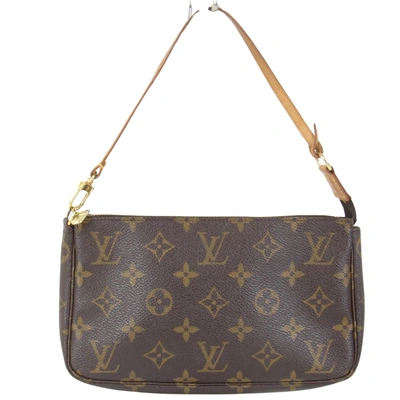 Pre-owned Louis Vuitton Pochette Accessoire Canvas Clutch Bag () In Brown