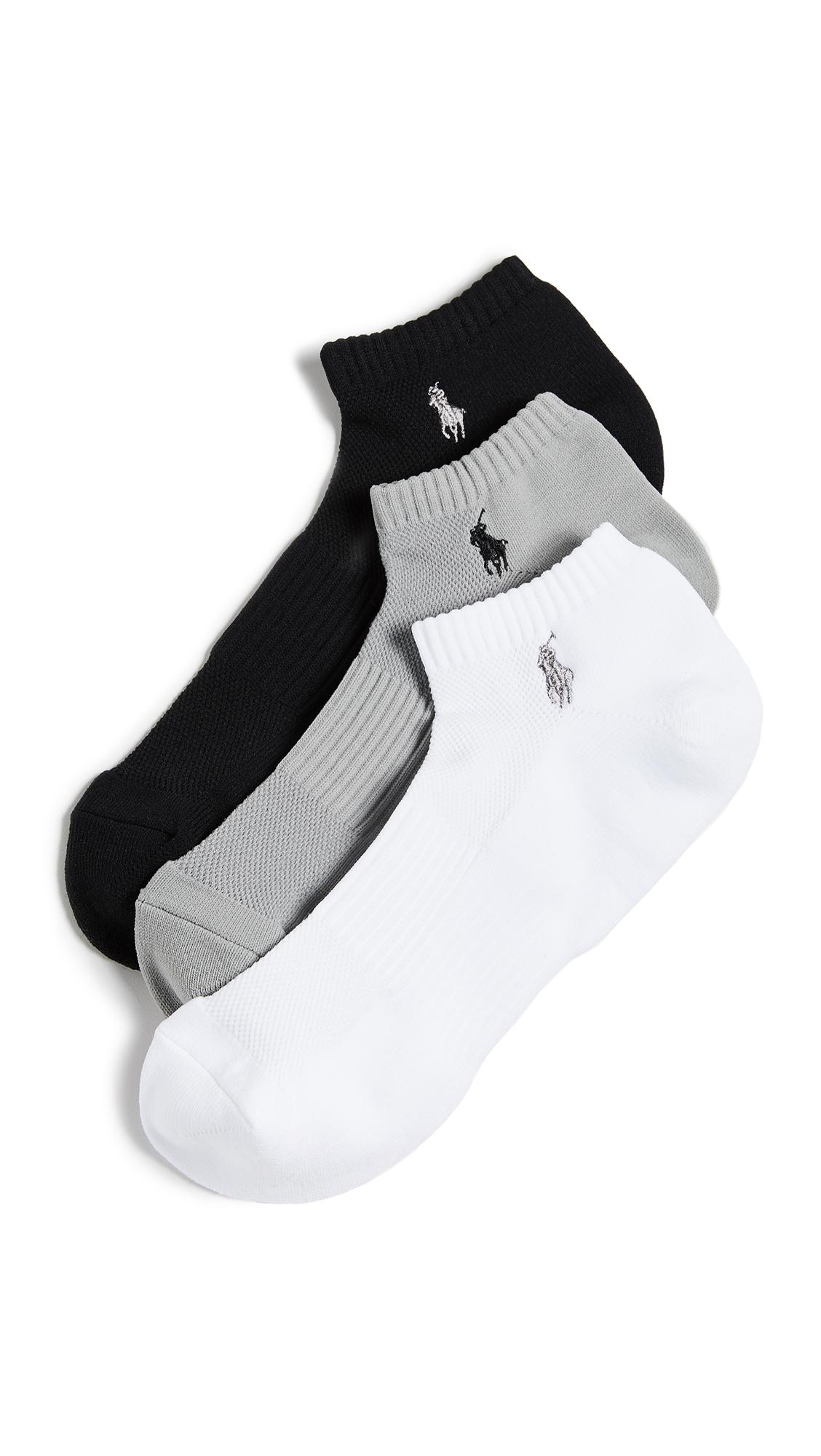 Polo Ralph Lauren 3 Pack Tech Athletic Low Cut Socks In Black Multi