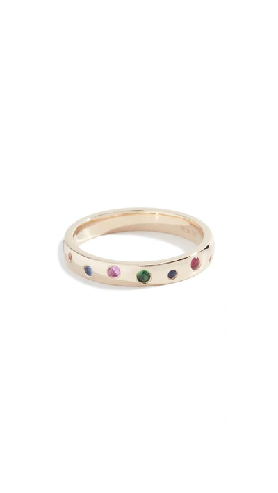Ef Collection 14k Rainbow Speckled Ring In Yellow Gold/multi