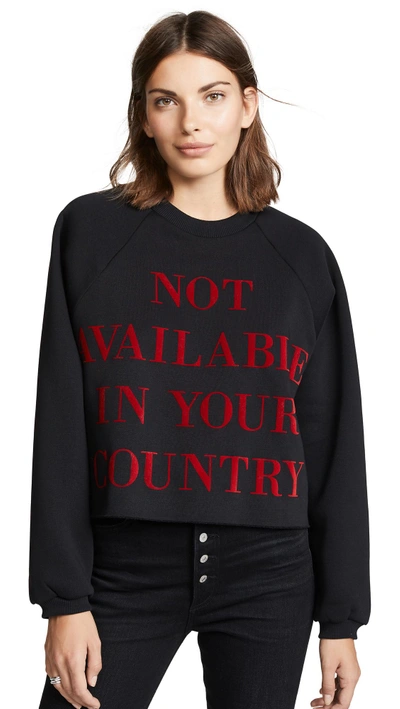 Ksenia Schnaider "not Available In Your Country" Cropped Sweatshirt In Black/red