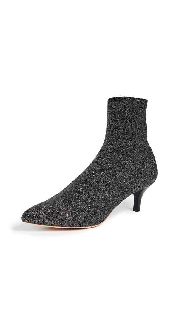 black stretch booties low heel