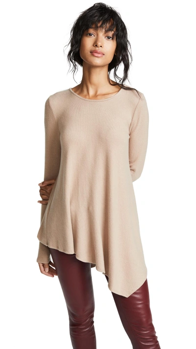 Three Dots Asymmetrical Tunic Sweater In Camel