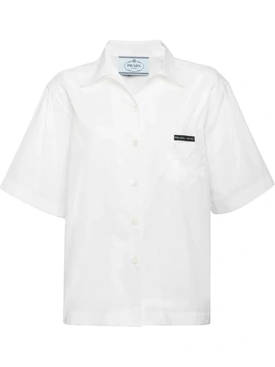 Prada Short Sleeve Logo Shirt In White
