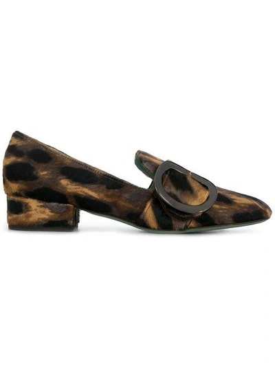 Paola D'arcano Leopard Print Loafers In Brown