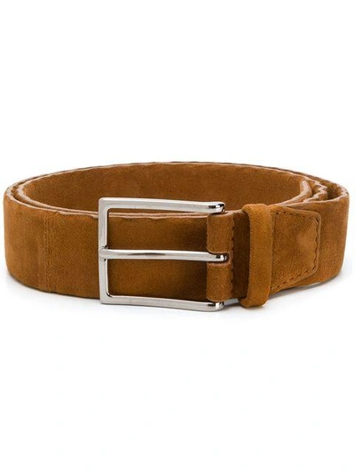 Orciani Thin Buckle Belt In Brown