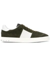 Valentino Garavani Garavani Flycrew Leather-panelled Suede Sneakers - Army Green