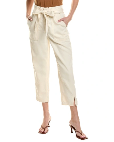 Ag Jeans High-rise Barrel Silk-blend Paperb Pant In White