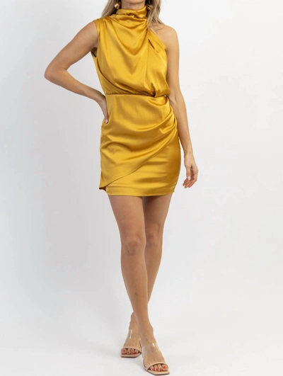 Fascination Vanessa Satin Mini Dress In Mustard In Yellow