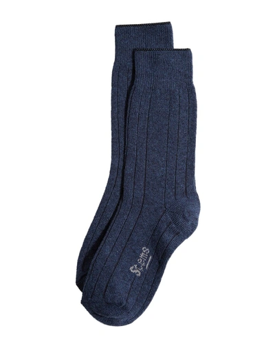 Stems Lux Cashmere & Wool-blend Crew Sock In Blue