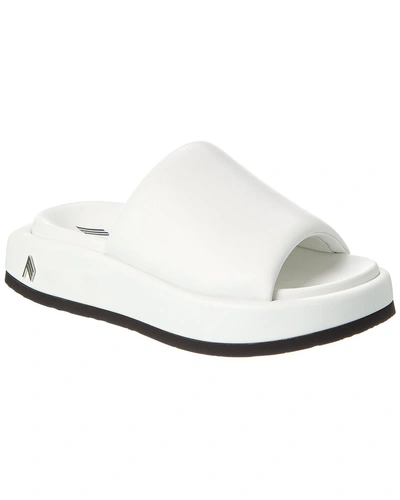 Attico Mia Leather Flatform Sandal In White