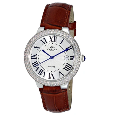 Oniss Women's Glam White Dial Watch In Blue / Brown / White