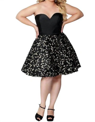 Sydney's Closet Mikado Satin Dress In Black/gold