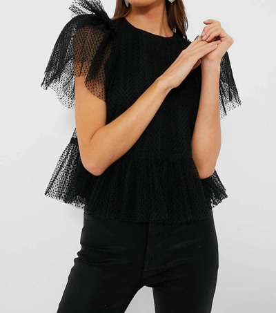 Hunter Flocked Tulle Heather Top In Onyx In Black