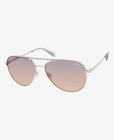 Kenneth Cole Women's Aviator Sunglasses In Nickeltin