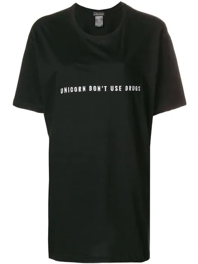 Barbara Bologna Embroidered Slogan T-shirt - Black
