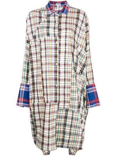 Loewe Contrast Checked Oversized Cotton Shirt In Multicolor