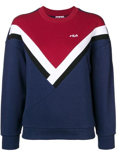 Fila Logo Colour Block Sweatshirt In Blue
