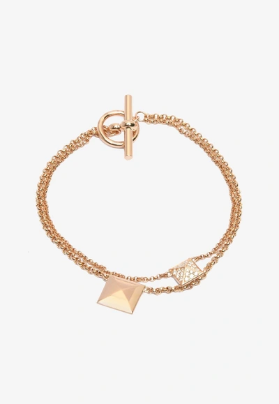 Hermes Clou D'h Bracelet In Rose Gold And Diamonds