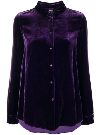 Aspesi Velvet Buttoned Up Cardigan In Purple