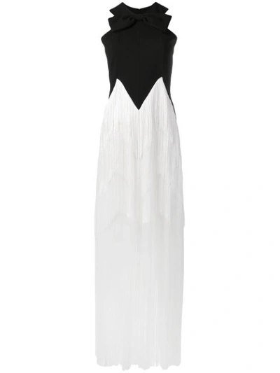 Givenchy Fringed Bow-embellished Wool-crepe Gown In Black
