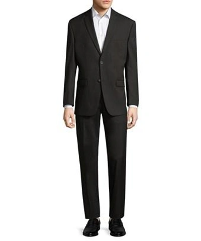 Andrew Marc Marc By  Striped Logo Notch Lapel Suit In Nocolor