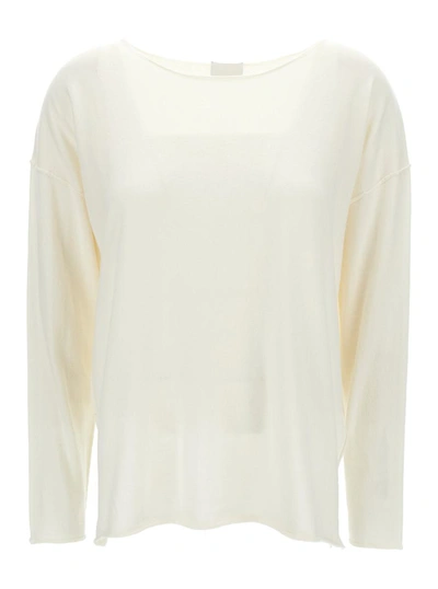 Allude Cotton And Cashmere Boat Neck Pull In White