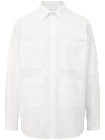 Mm6 Maison Margiela Cotton Poplin Shirt In Off White