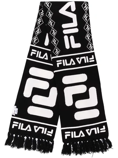 Fila Logo Pattern Scarf  In Black