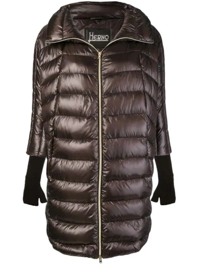 Herno Padded High Neck Coat - Brown