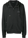 Dolce & Gabbana Logo Plaque Zip Hoodie In Grey