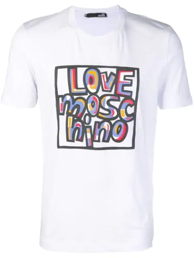 Love Moschino Men's Graffiti-style T-shirt In White