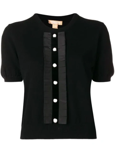 Michael Kors Collection Button Front Knitted Top - Black