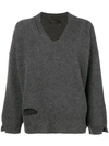 Federica Tosi V-neck Oversized Knit Top - Grey