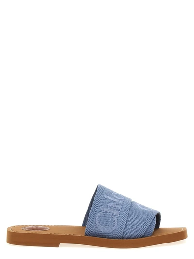 Chloé Woody Sandals In Blue